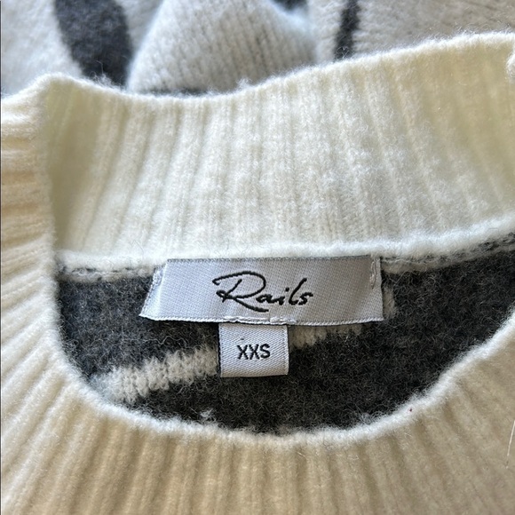 Rails Tiger Lana Mixed Abstract Print Sweater Wool Cashmere White Gray Sz XXS - Picture 5 of 11